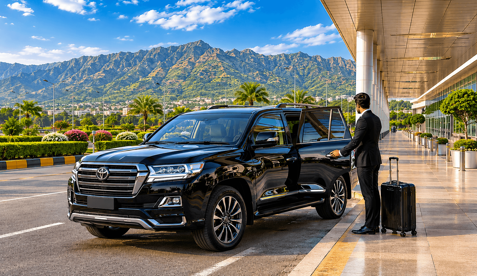 Chauffeur with a luxury vehicle ready for airport transfers across Belgium