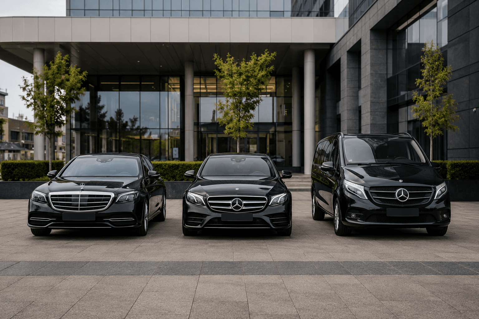 Professional chauffeur and executive Mercedes-Benz sedan for corporate transportation in Brussels