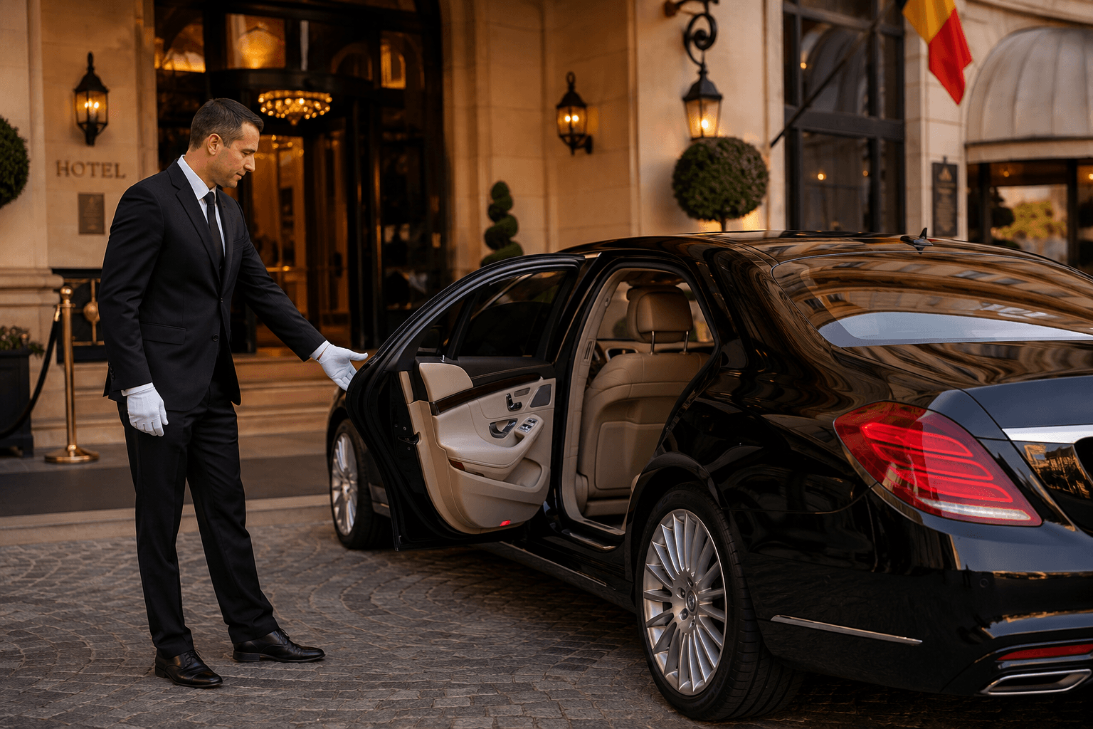 Professional chauffeur and premium vehicle for hourly hire service in Brussels